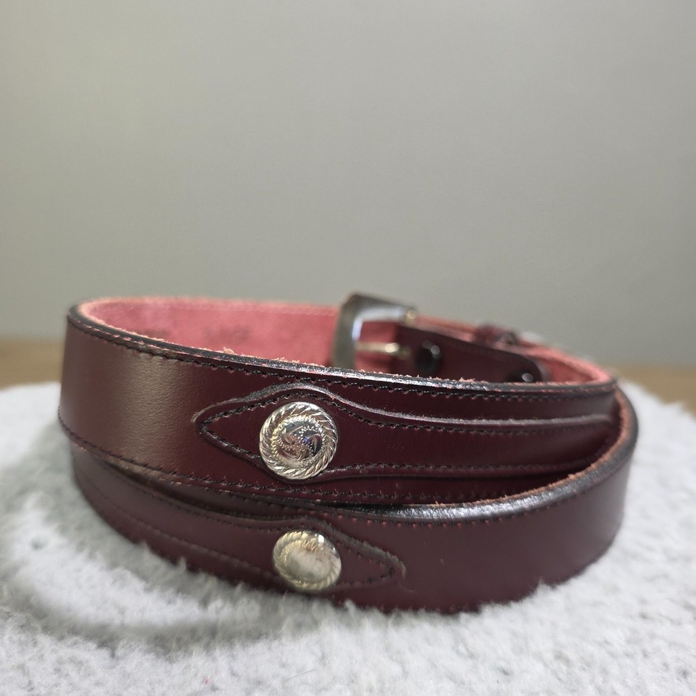 Vintage Justin Red Leather Belt Sz 30 Western Womens Top Grain Cowhide Cowgirl